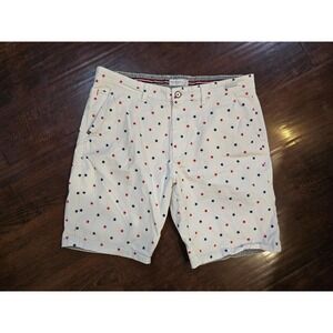 Cactus Man Ricky Singh Men's 34 Shorts White Red Blue Stars Patriotic Chino